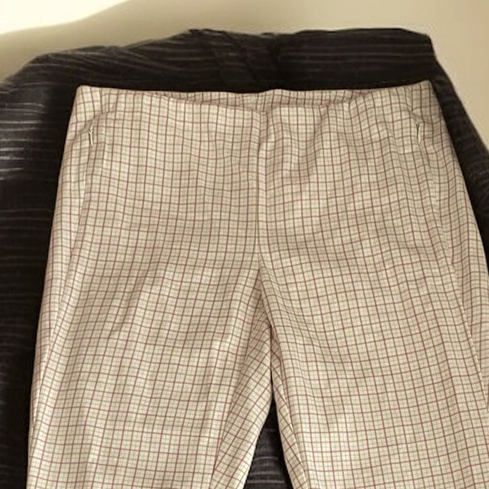 🌟 J. Jill Cotton stretch Pants Cream Tan, White Baby Pink comfy striped pants - Picture 4 of 14